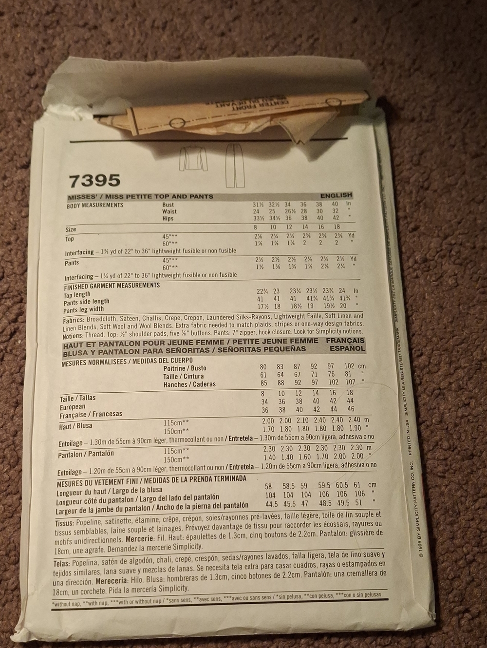 7395 Simplicity Pattern - Picture 2 of 2